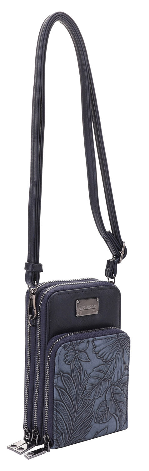 Gina Navy | 3-Zipper Crossbody Bag