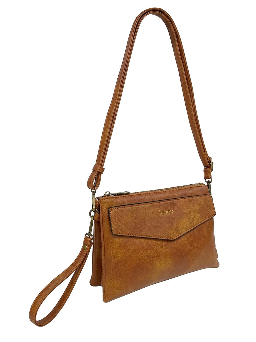 Lexi Cognac | Crossbody-Wristlet Bag, large