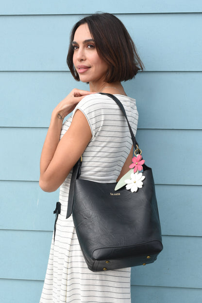 Liza Black Flower | Bucket Bag, 2 in 1