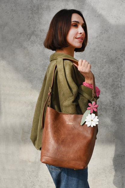 Liza Brown Flower | Bucket Bag, 2 in 1