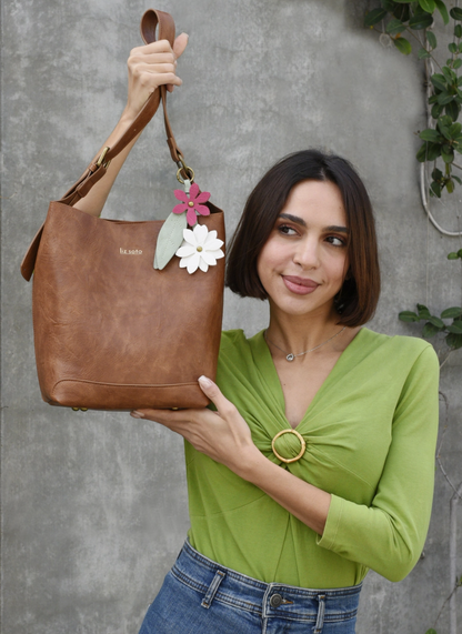 Liza Brown Flower | Bucket Bag, 2 in 1