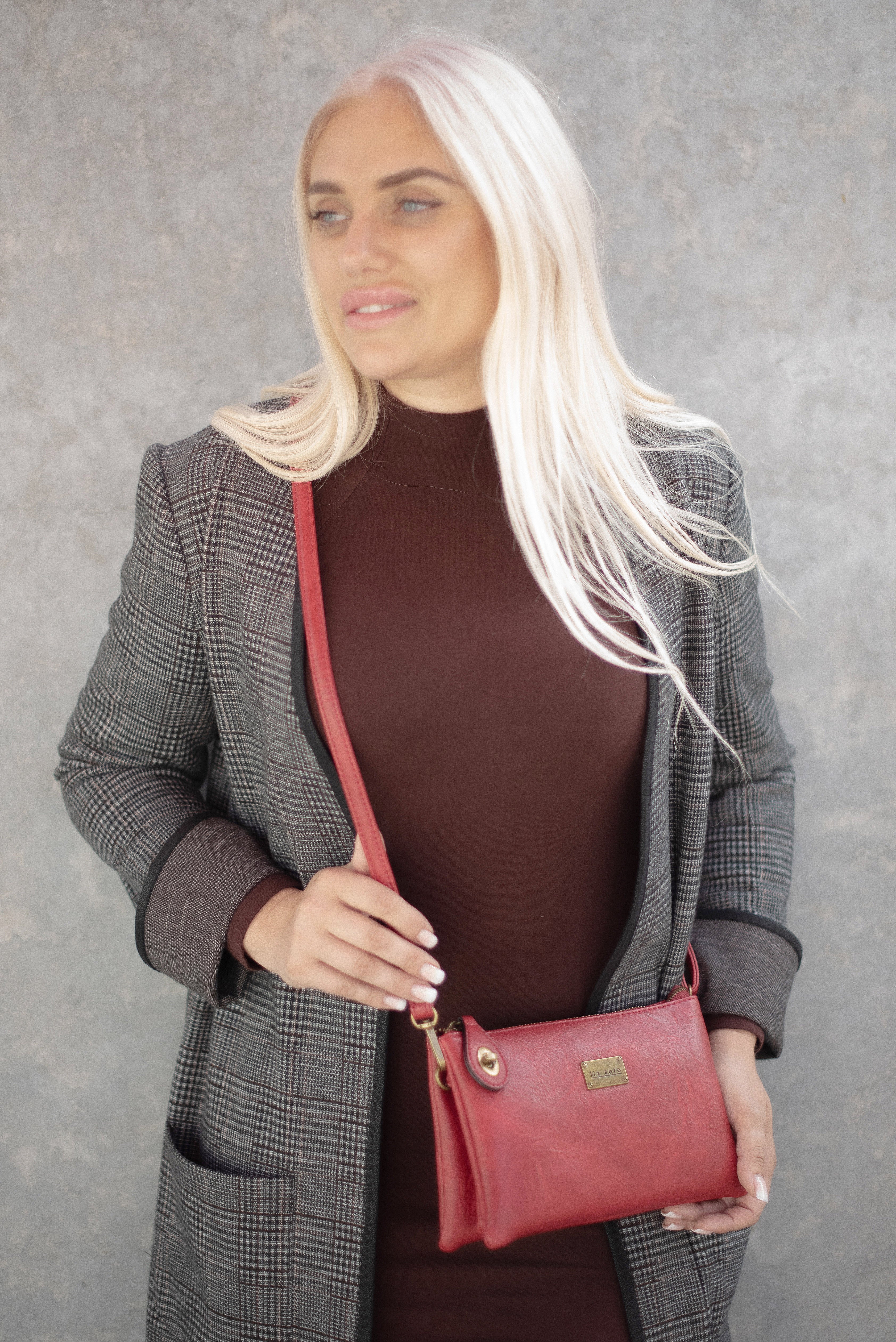 Ella Burgundy | Crossbody Bag + Wristlet